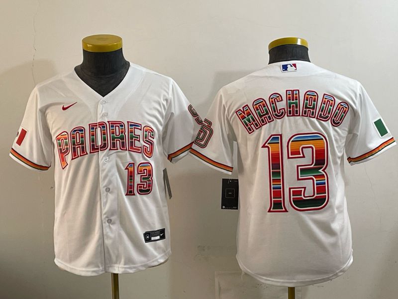 Youth 2026 San Diego Padres #13 Machado White Game Nike MLB Jersey style 01